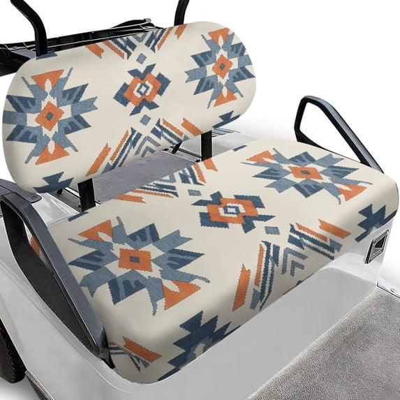 POLERO Aztec Ethnic Geometric Print Golf Cart Seat Covers for Club Car Precedent Ordinary Seats, Breathable Front and Back Seat Cushion Cover for Golf Cart, Easy to Install