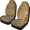 thumbnail image 1 of POLERO Bamboo Swallow Moon Design Stretchy Front Seat Cover for Automotive Interior, Polyester Non-Slip Vehicle Seat Covers Car, 1 of 13
