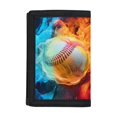 thumbnail image 1 of POLERO Baseball Fire Flame Print Slim Trifold Card Wallet, Polyester Kids Trifold Wallet Easy to Clean Children's Wallet for Sports Outdoor, 1 of 6