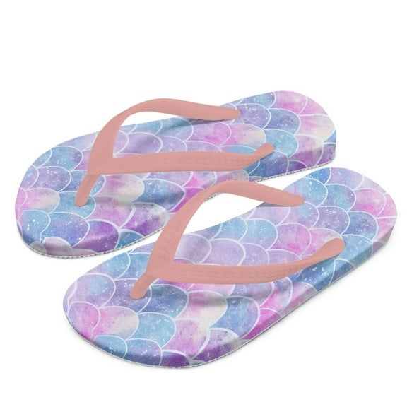 POLERO Beauty Fish Mermaid Print Flip Flops Girls Sandals Boys Unisex Summer Beach Non Slip Little/Big Kid Outdoor & Intdoor Size 12.5
