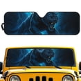 thumbnail image 1 of POLERO Black Cheetah Front Windshield Sunshade Accordion Folding Style Auto Shade for Car Off-road Vehicle Blocks UV Rays Sun Visor Protector Keeps Your Vehicle Cool - 52.95x16.14 inches, 1 of 7