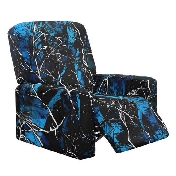 POLERO Blue Hunting Camo Recliner Chair Cover, Stretch Reclining Sofa Covers with Pockets,Washable Lazy Boy Recliner Slipcovers, Couch Protector for Hunting and Fishing