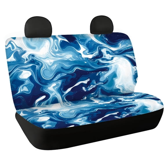 POLERO Blue Marbling Pattern Car Back Seat Covers with Van Truck, Durable Against Dirt Bench Seat Covers(2 Piece)