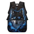 thumbnail image 1 of POLERO Blue Wolf Galaxy 17 Inch Backpack for Kids, Polyester Lightweight Portable School Backpack for Outdoor, 1 of 10