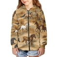 thumbnail image 1 of POLERO Boys Girls Fleece Hoodies Brown Running Horse Print Zipper Hoodie Casual Hooded Sweatshirts with Pocket Winter Coat Jacket for Age 11-13 Kids, 1 of 7