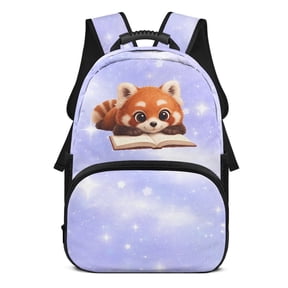 POLERO Breathable Backpack for Shopping School, Polyester Large Capacity Bag, Red Panda Science Theme