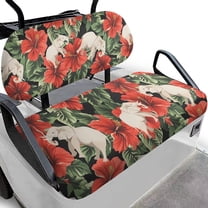 POLERO Breathable Universal Seat Covers for Ezgo Club Car Seats Golf Cart Red Tropical Hibiscus Flower Print Golf Front and Back Seat Cushion Cover Fit Like a Glove