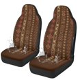 thumbnail image 1 of POLERO Brown Geometric Pattern, Stretchy Easy to Install Car Seat Cover Set Stretchable Car Seat Covers for Automotive, 1 of 12