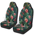 thumbnail image 1 of POLERO Cactus Flower Print Car Seat Protector, 2pc Set Stretchy Polyester Fabric Automotive Seat Cover for Sedan Auto Interior, 1 of 12