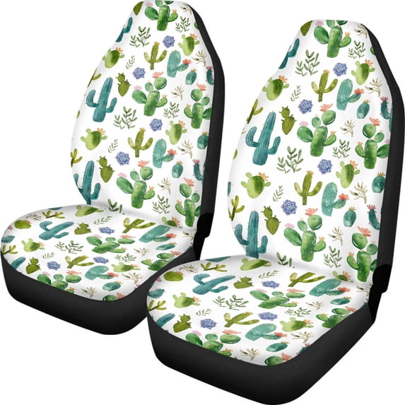 POLERO Cactus Print Waterproof Front Seat Cover for Automotive, Polyester Easy to Install Vehicle Seat Covers Car