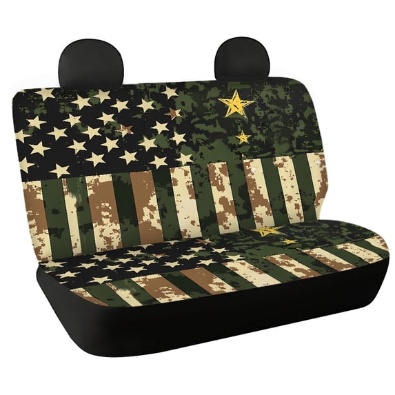 POLERO Camouflage American Flag Pattern Car Back Seat Cover for Women, 2 Pcs Rear Bench Seat Cover Non-Slip Durable Car Rear Seat Protectors