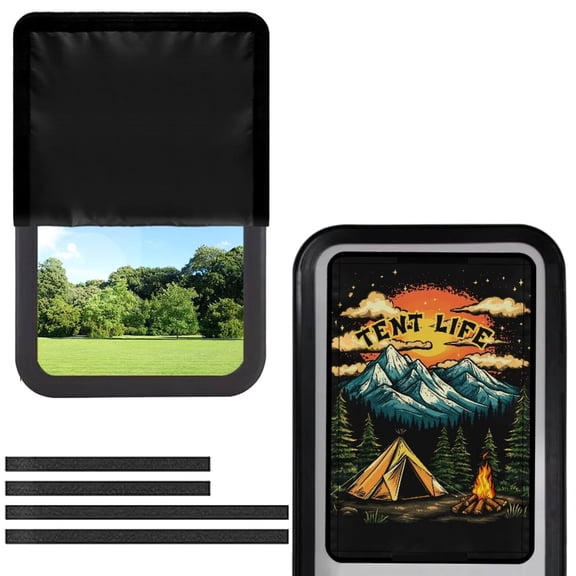 POLERO Camping RV Door Window Shade 17.3'' x 26'', Tent Life Half-Fold Design RV Window Cover with UV Protection and Privacy Features for Campers, Travel Trailers, Hook and Loop Design