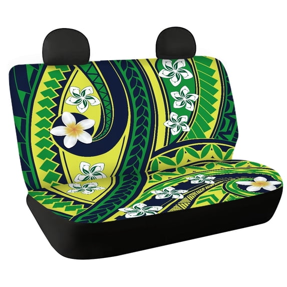 POLERO Car Back Seat Covers for Auto Interior Automotive, Tribal Plumeria Floral 2 Pack Car Rear Seat Protectors Protects Against Dirt Easy to Install