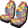 thumbnail image 1 of POLERO Car Front Seat Covers Interior, Breathable Vehicle Seat Covers SUV Elastic, Colorful Floral Art Design, 1 of 13