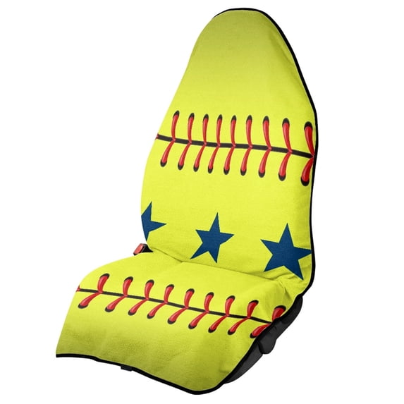 POLERO Car Seat Towel Cover, Compatible with Truck Seat Van, Terry Cloth Car Seat Cover for Trucks Cars, Softball Star Design