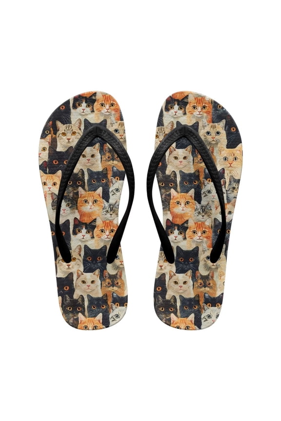 Cats Beach Flip-Flops for Women Cushion Yoga Mat Footbed Anti-slip Bathroom Thong Sandals