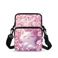 thumbnail image 1 of POLERO Cherry Blossom Cat Decoration 2 Layer Cell Phone Messenger Bag, Stretch Polyester Crossbody Bags with Zipper Pockets Crossbody Purse for Travel Outdoor, 1 of 7