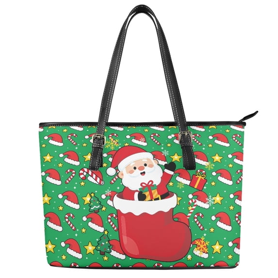 POLERO Christmas Icon Pattern Saddle Handbag for Work, PU Leather ...