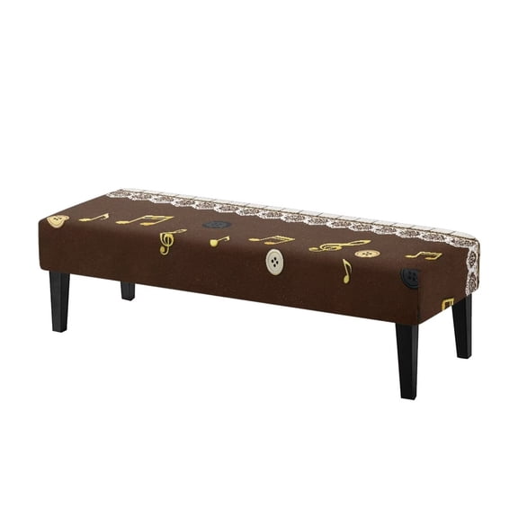 POLERO Classic Music Notes Print Rectangle Bench Covers Stretch Washable Long Dining Bench Seat Cover Slipcover with Elastic Edge Removable Cushion Protector for Bedroom, Living Room