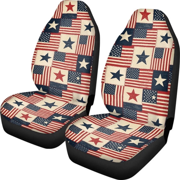 POLERO Collage Comfort Car Seat Cover for Front Seats for Interior, Polyester Washable Front Seat Cover Truck