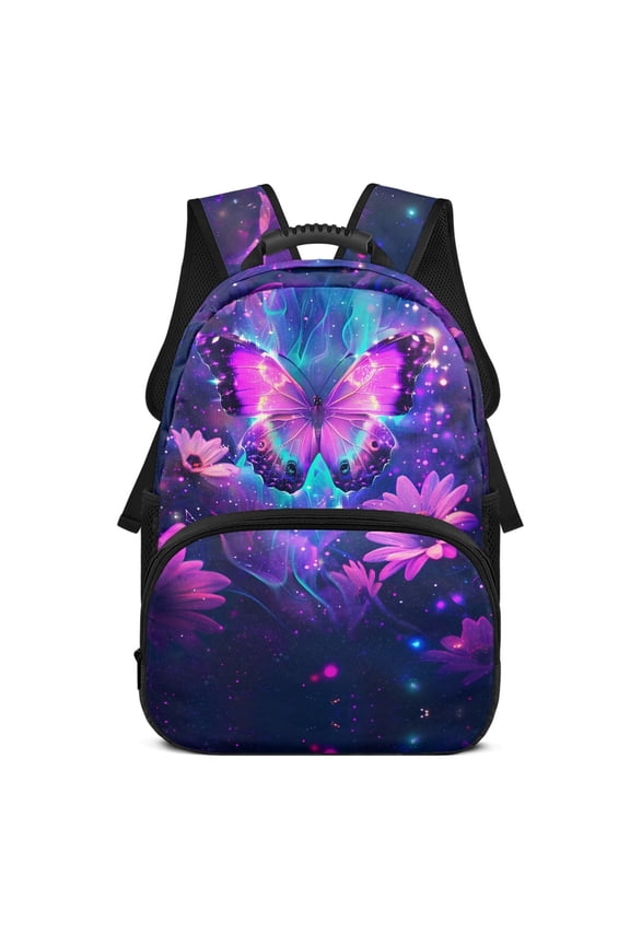 Colorful Butterfly Pattern 17 Inch Backpack for Kids, Polyester Material Personalized Large Capacity School Backpack for Camping