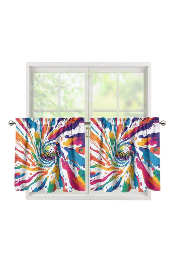 Colorful Golf Splash Pattern Polyester with Soft, 2 Panels Sun Protection Thermal Blackout Curtains for Bathroom Kitchen Living Room