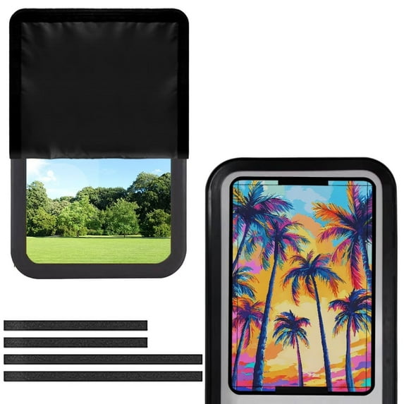 POLERO Colorful Palm Trees RV Window Shade,17.3x26 inch Foldable Blackout Camper Door Window Cover for Sun Shades UV Rays Protection, Fashion Tropical RV Accessories Universal Fit