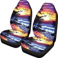 thumbnail image 1 of POLERO Comfort Car Seat Cover for SUV, Easy to Install Stretchy Front Seat Cover Polyester Full Set of 2, Ocean Sunset Beach, 1 of 7