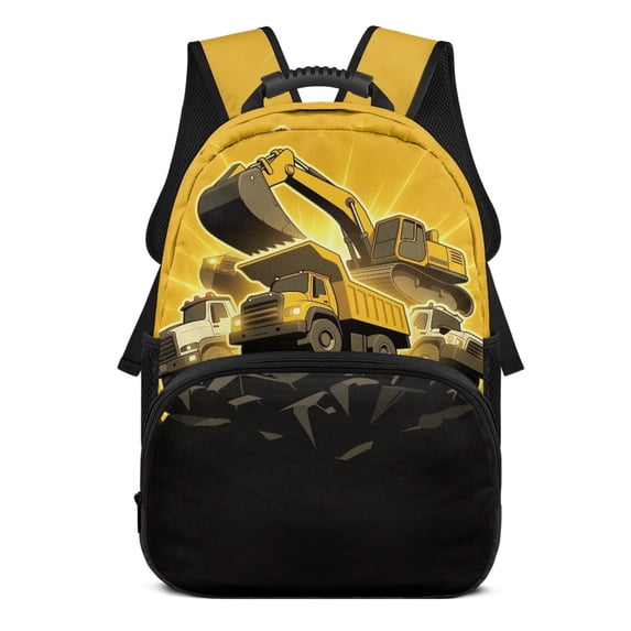 POLERO Construction Vehicles Print Adjustable Shoulder Strap Backpack for Travel School, Padded Straps Adjustable Strap Polyester Bag