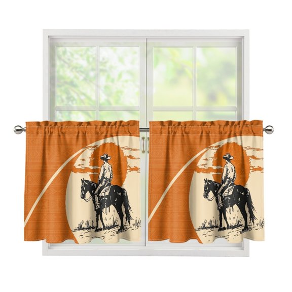 POLERO Cowboy Horse Print Polyester with Simple Installation, 2 Panel Excellent Hanging Blackout Thermal Curtains for Bathroom RV Living Room