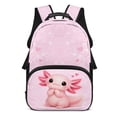 thumbnail image 1 of POLERO Cute Axolotl Heart Print Waterproof Backpack for Work School, Large Capacity Front Pocket Polyester Fabric School Backpack, 1 of 10