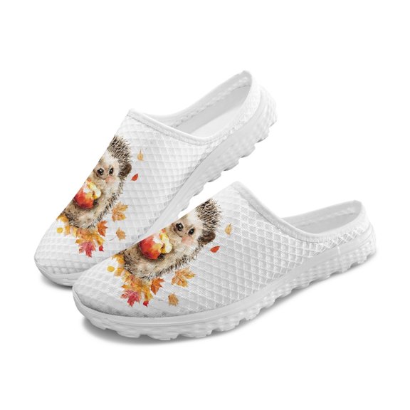Chririnla Cute Hedgehog Autumn Mesh Slip On Clogs | Breathable Lightweight Unisex Summer Casual Walking Shoes