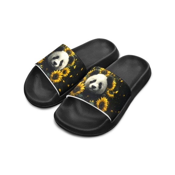 POLERO Cute Panda & Sunflower Kids Slide Sandals - Non-Slip Lightweight EVA Slippers for Beach, Pool & Daily Wear - Boys Girls Summer Essentials