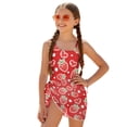 thumbnail image 1 of POLERO Cute Strawberry & Heart Print Girls' One-Piece Swimsuit with Mesh Cover Up Skirt - Quick Dry, Adjustable Straps for Beach & Pool Vacation (7-18 Years), 1 of 10
