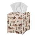 thumbnail image 1 of POLERO Cute Tissue Box Cover Square Waterproof Leather Car Tissue Holder Tissues Boxes Organizer for Bathroom Vanity, Night Stands, Office, Home, Kitchen (Western Cowboy), 1 of 7