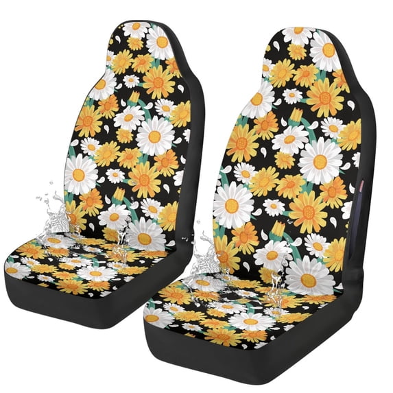 POLERO Daisy Floral Protective Interior Accessory Polyester Dust Proof Easy to Install Car Seat Protectors for Auto