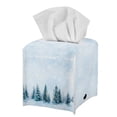 thumbnail image 1 of POLERO Decorative Tissue Box Cover Square, Waterproof PU Leather Car Tissue Holder with Winter Tree Print Facial Napkin Organizer on Table and Bathroom, Office, 1 of 7