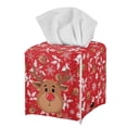 thumbnail image 1 of POLERO Decorative Tissue Box Cover Square - Waterproof PU Leather Tissues Cube Boxes Holder Aesthetic Desk Decor for Room, Home & Office - Cartoon Reindeer, 1 of 7