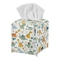 thumbnail image 1 of POLERO Decorative Tissue Box Cover Square - Waterproof PU Leather Tissues Cube Boxes Holder Aesthetic Desk Decor for Room, Home & Office - Cute Cartoon Dinosaur, 1 of 7