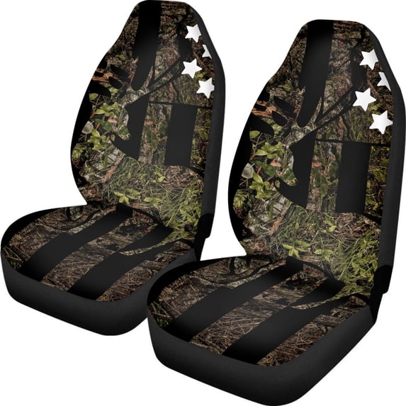 POLERO Deer Flag Camo Automotive Front Seat Covers for Men, Set of 2 Vehicle Seat Covers Comfort Washable Vehicle Seat Protector