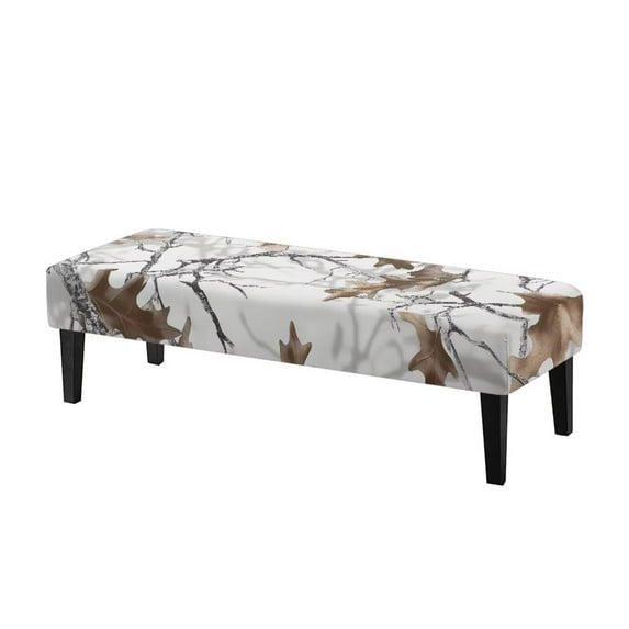 POLERO Dining Bench Cover, Stretch Bench Seat Covers Slipcover with Elastic Band Washable Rectangle Chair Protector for Dining Room, Bedroom, Patios (White Hunting Camo)