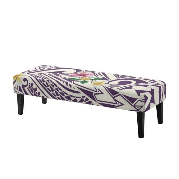 POLERO Dining Bench Covers, Purple Polynesian Flower Printed Stretch Seat Cushion Covers Removable Washable Bench Slipcover, Rectangle Seat Protector for Dining Room, Living Room, Bedroom, Kitchen