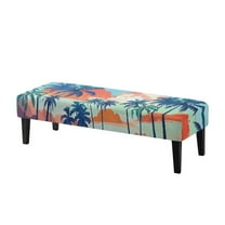 POLERO Dining Bench Covers, Stretch Cushion Covers Removable Washable Bench Slipcover, Watercolor Palm Tree Printed Rectangle Seat Protector for Dining Room, Living Room, Bedroom, Kitchen