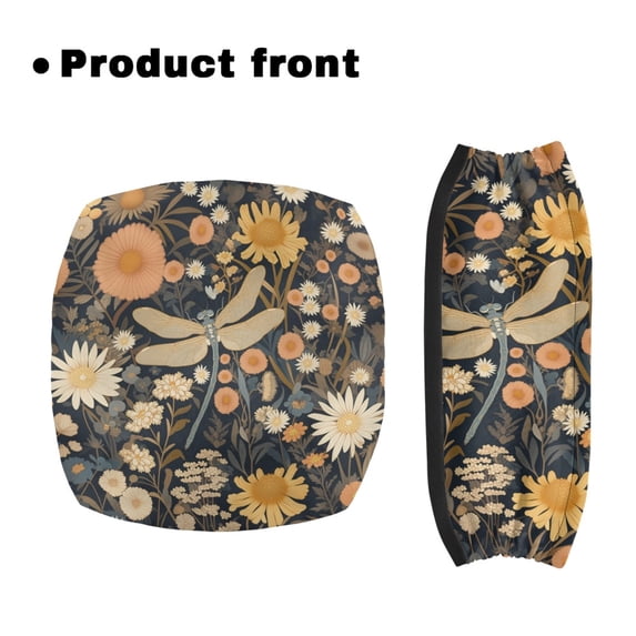 POLERO Dragonfly Floral Rollator Seat Cover for Ladies, Breathable Fabric Seat & Backrest Cover Set Elastic Band Walker Seat Cover Replacement for Outdoor
