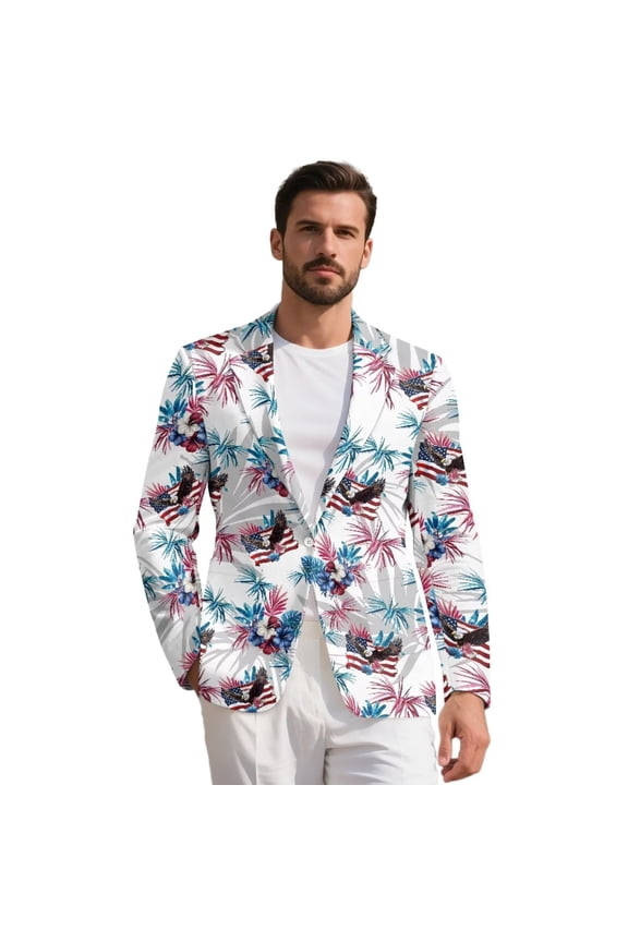 Eagle American Flag Suit Blazer for Men's Jackets Patriotic Suit Casual Regular Fit Sports Coats Lightweight