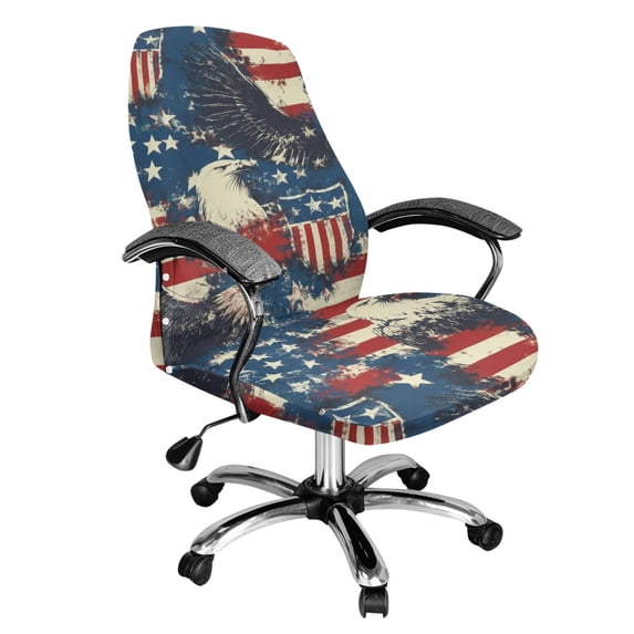 POLERO Eagle Flag Pattern Computer Desk Chair Protector Cover, Anti Slip Computer Chair Slipcovers Elastic All-in-One Office Chair Cover for Home Office