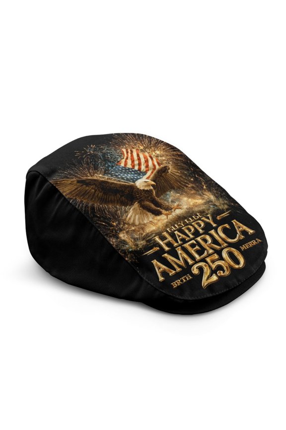 Eagle USA Fireworks Print Polyester Newsboy Cap for Men with Adjustable, All Season Retro Flat Cap for Shopping Summer Vacation