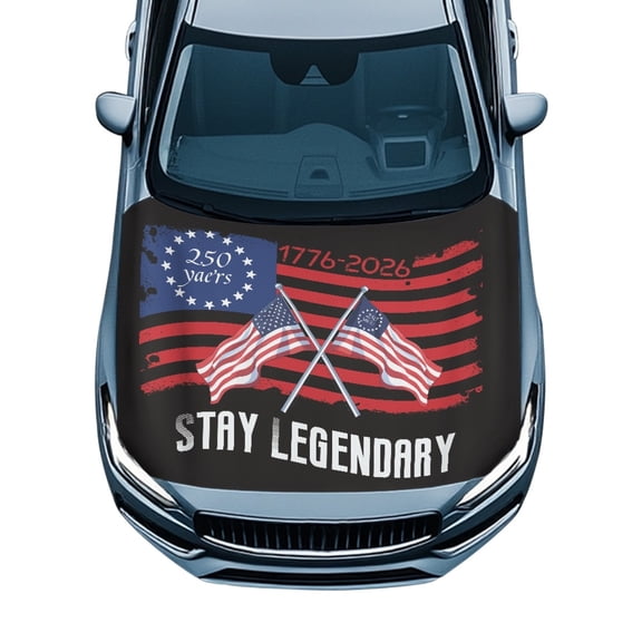 POLERO Easy to Clean Car Hood Cover for Pickup Sedans Trucks, UV Resistant Snow Car Cover for Car Hood, Automotive Accessories 250years American Flag Car Hood Cover Protector