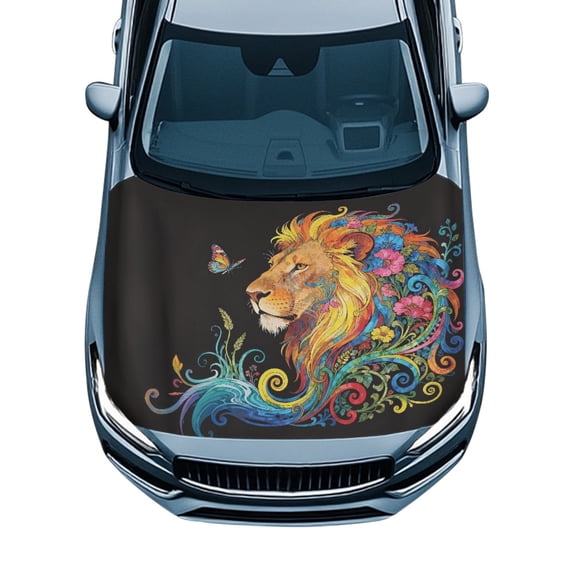 POLERO Elastic Car Hood Cover Swimsuit Fabric, Decorate Tear-Resistant Tropical Leaf Print Car Hood Cover Protector for Trucks SUV Van