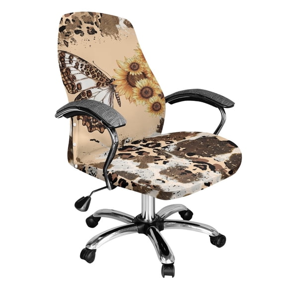 POLERO Elastic Cloth All-in-One Computer Office Chair Covers for Workspace, Anti Wear Washable Chair Protector Cover, Butterfly and Sunflower Design
